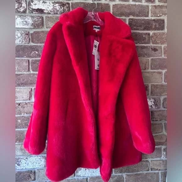 Apparis SCARLETT RED FAUX FUR coat. SIZE XXL. NEW WITH TAGS. Perfect condition. - Picture 1 of 3